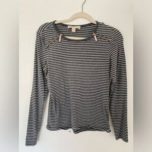 Michael Kors Striped Zip Top Granola Girl Downtown Casual Y2K Grunge Normcore